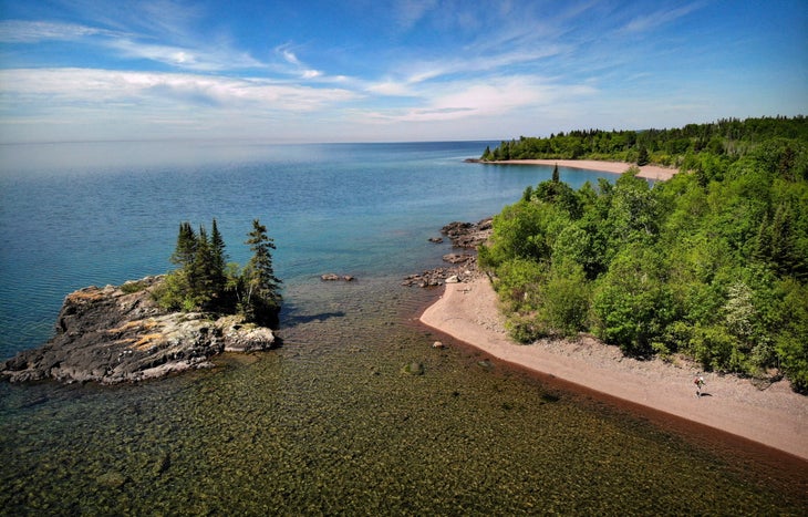 hiker along the coast of Lake Superior