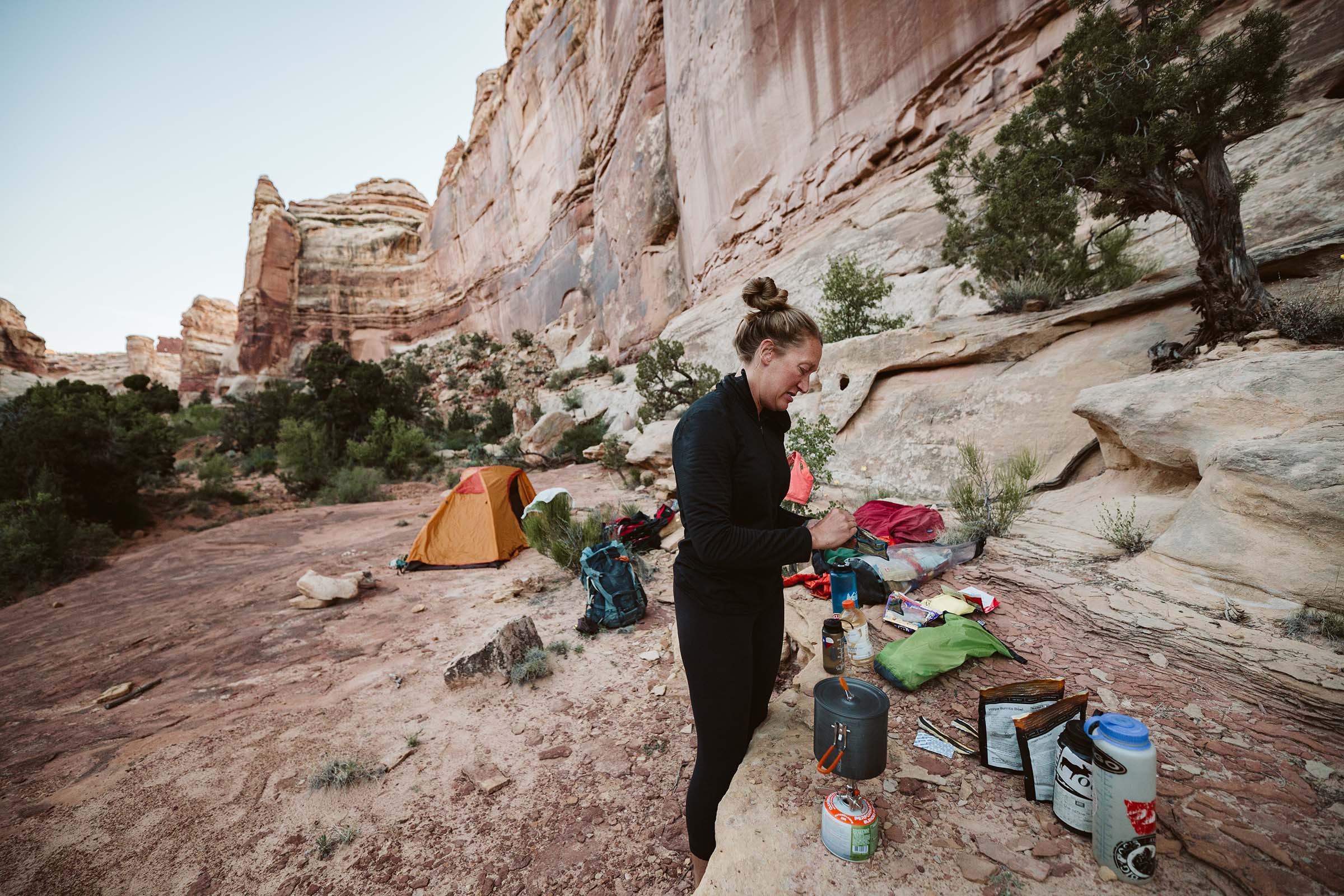hiker wearing baselayer