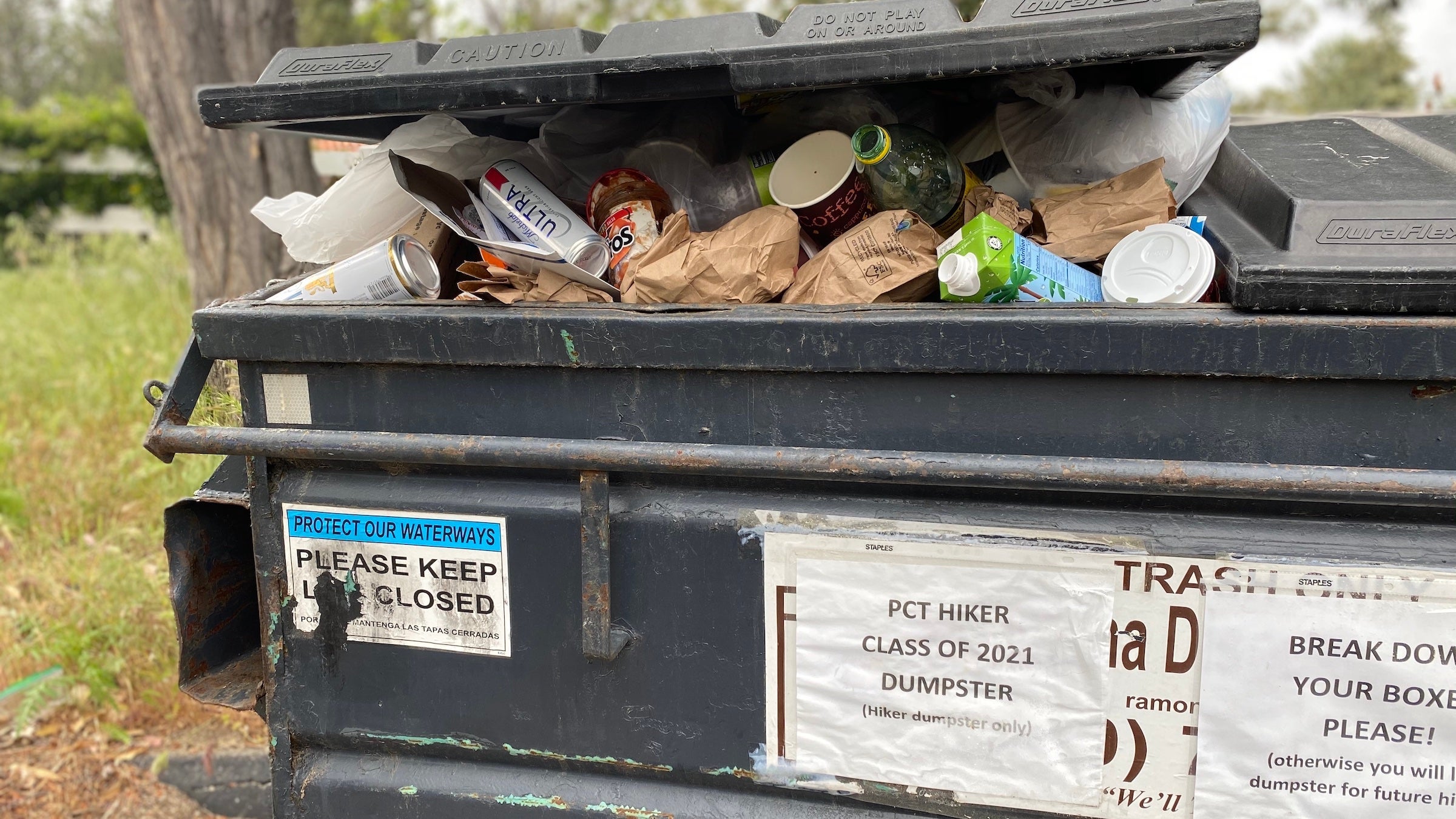 Hiker dumpster in Warner Springs, California