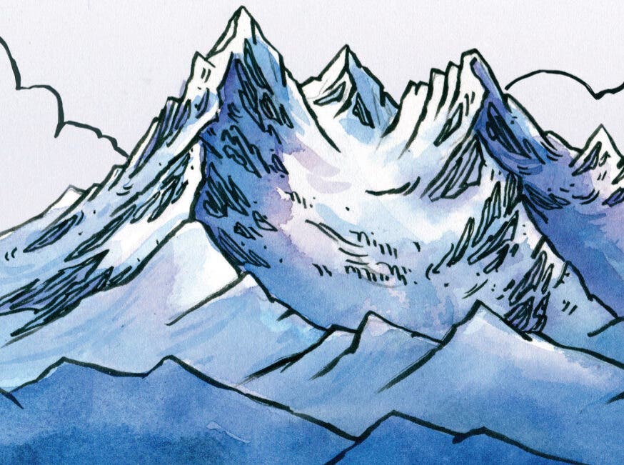 painting of mountain range
