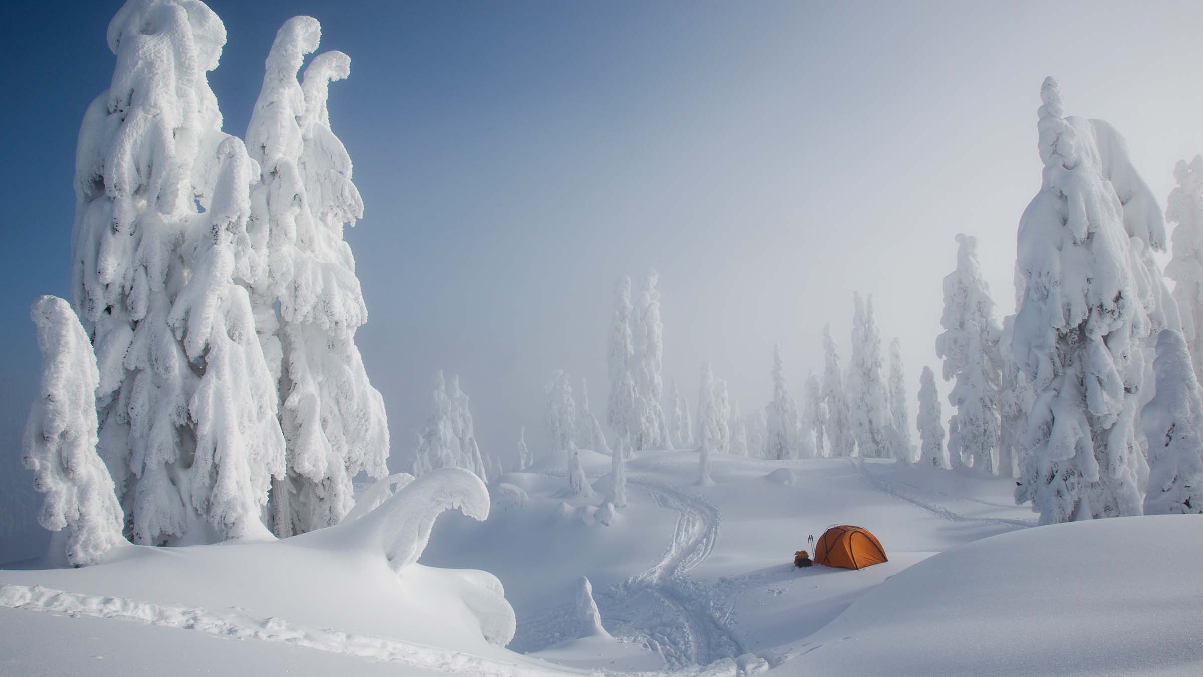 campsite in the snow