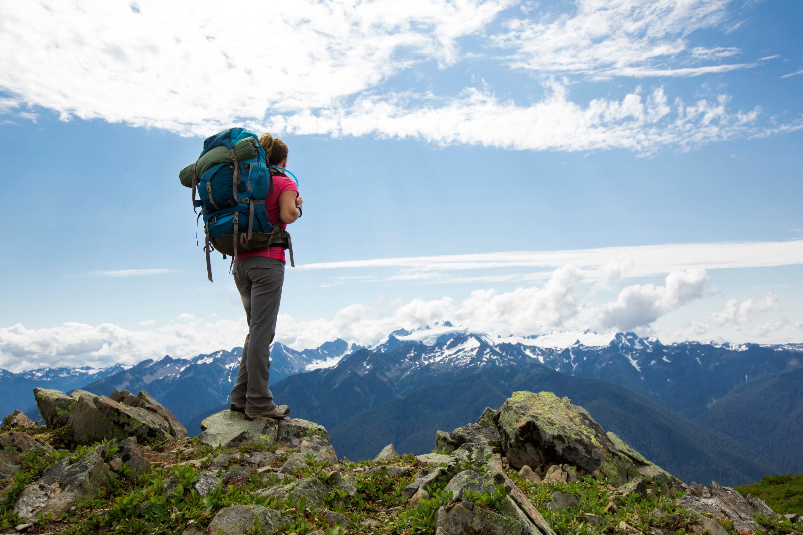 hiker in Olympic Mountains