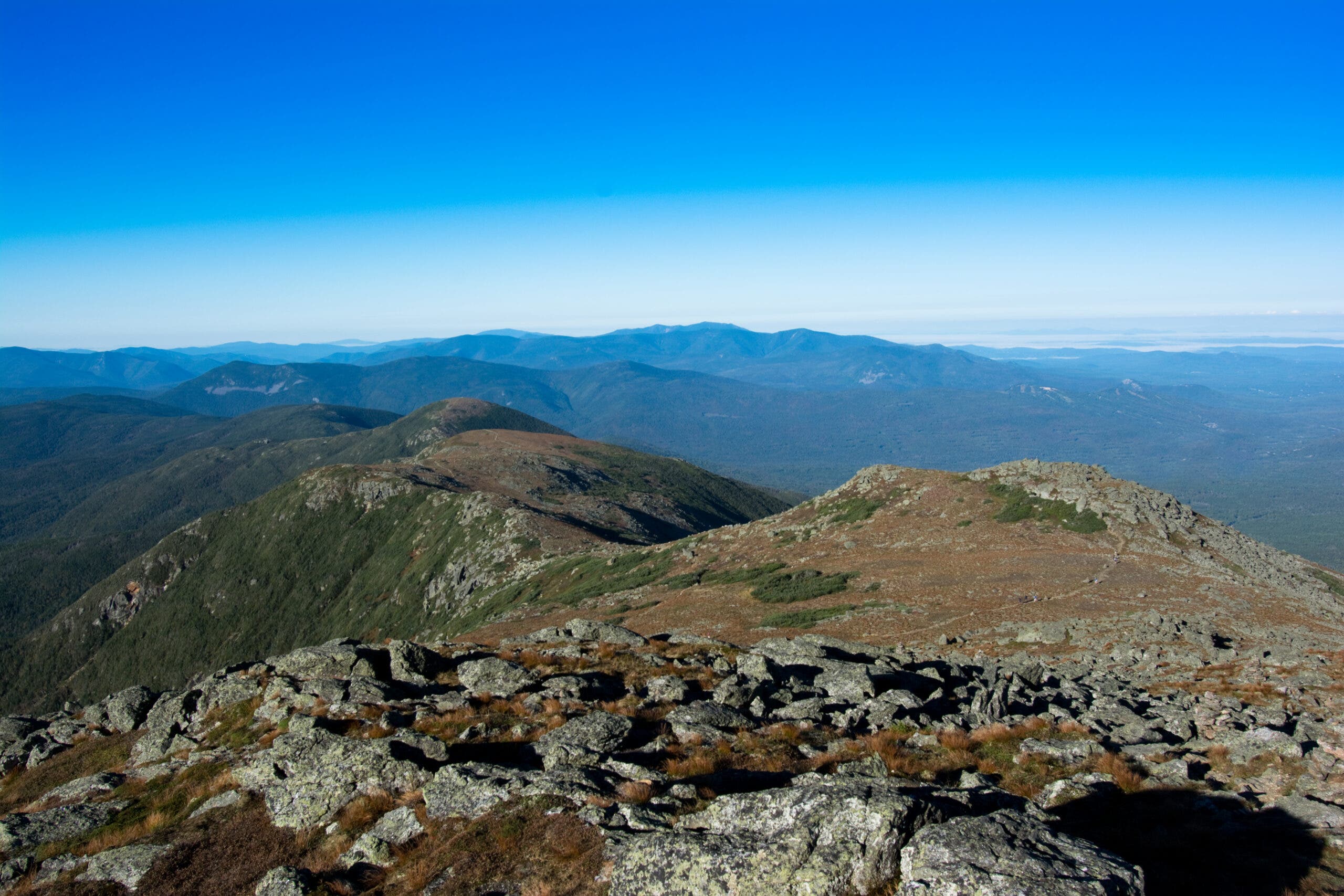 Hiking Along Ridge Line of the Presidential Mountain Range.