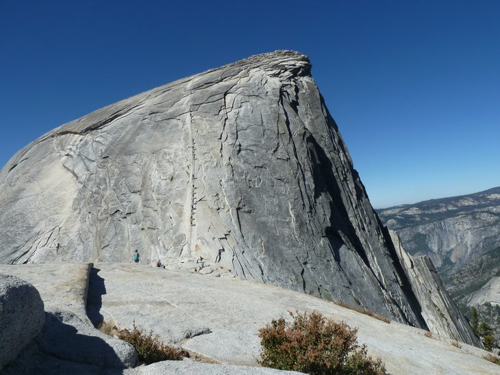 The cables up to the top of Half Dome.