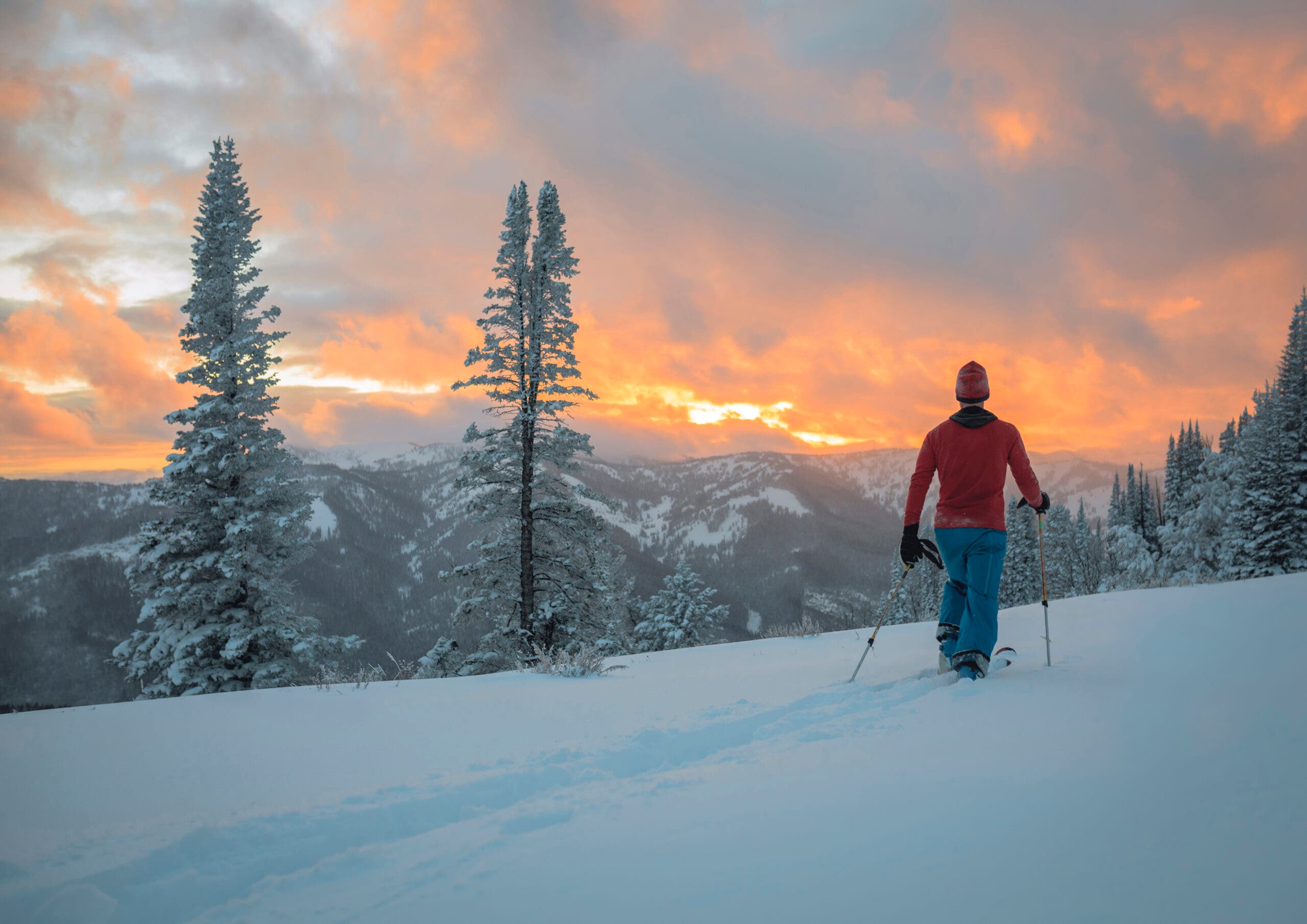 Skinning up outside Missoula, MT at sunset