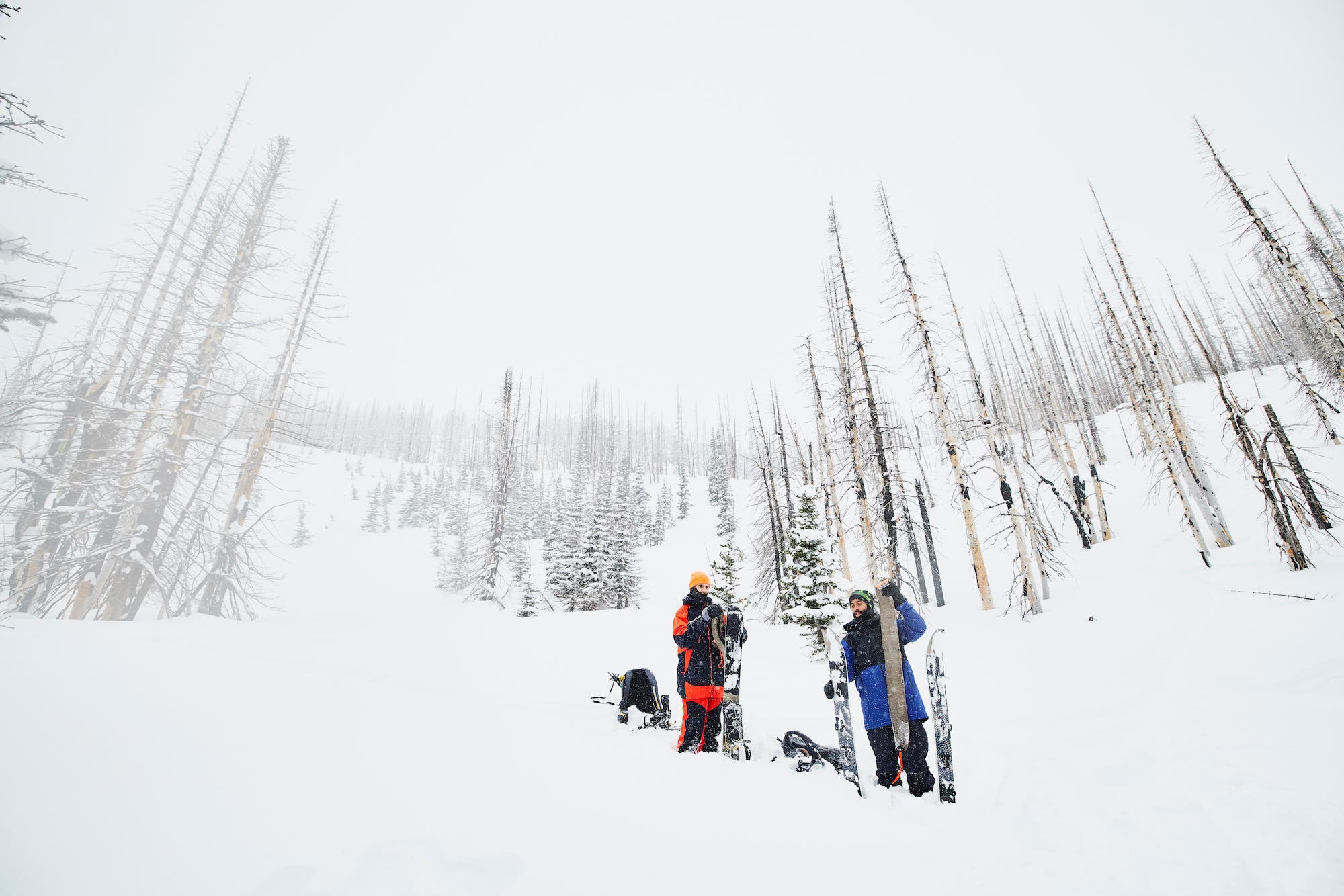 backcountry skiing with a partner