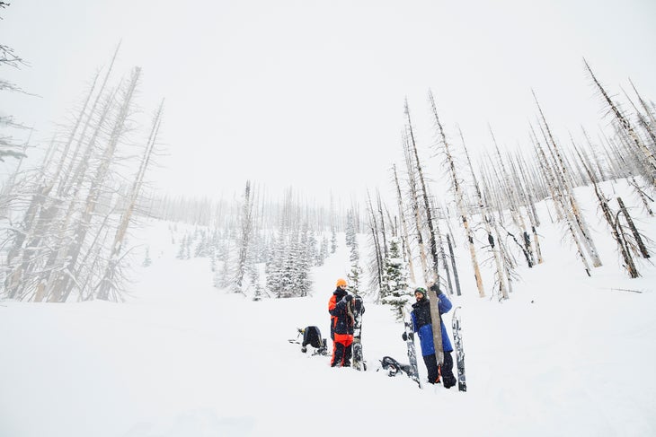 backcountry skiing with a partner