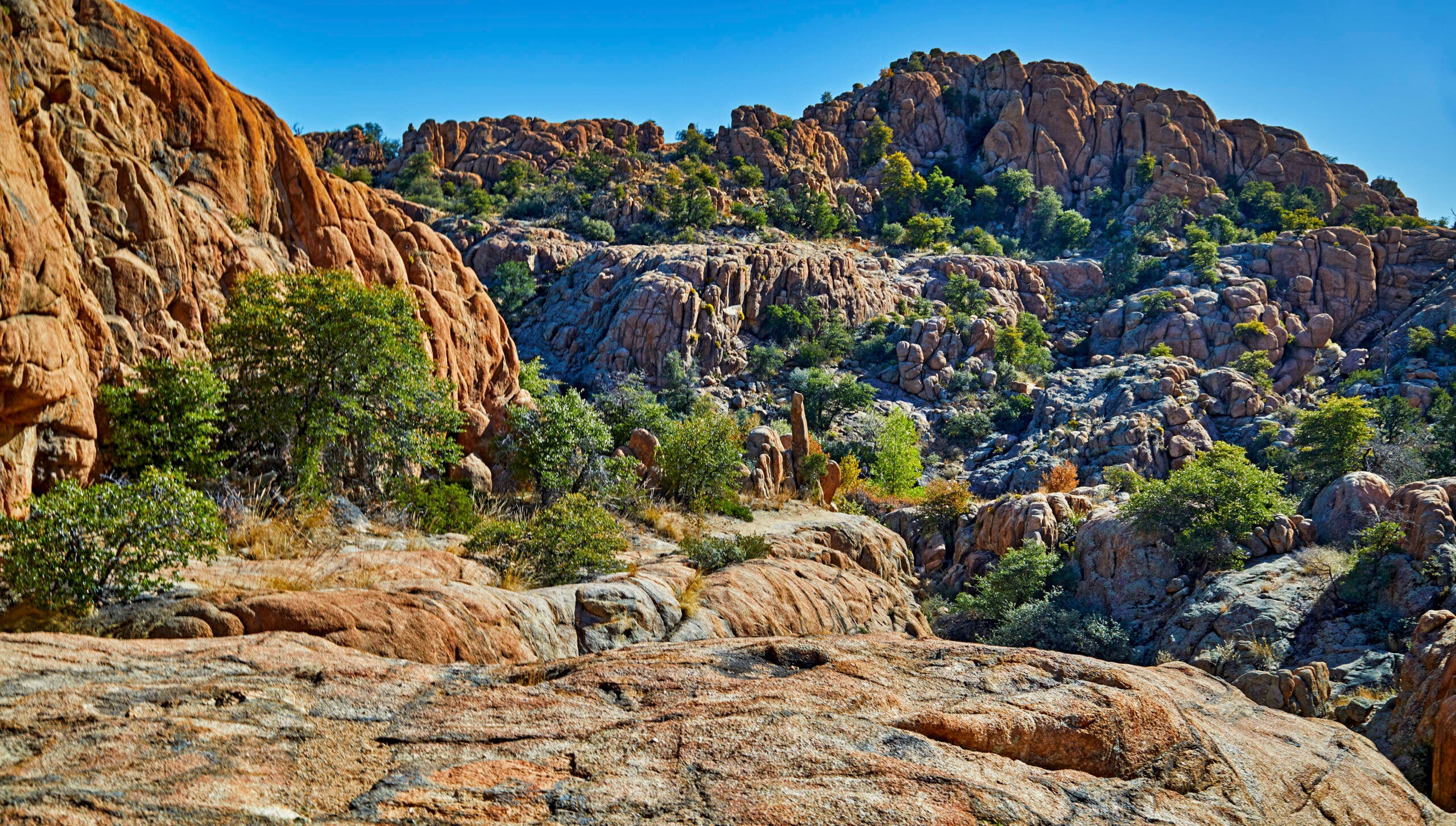 hiking in the granite boulders