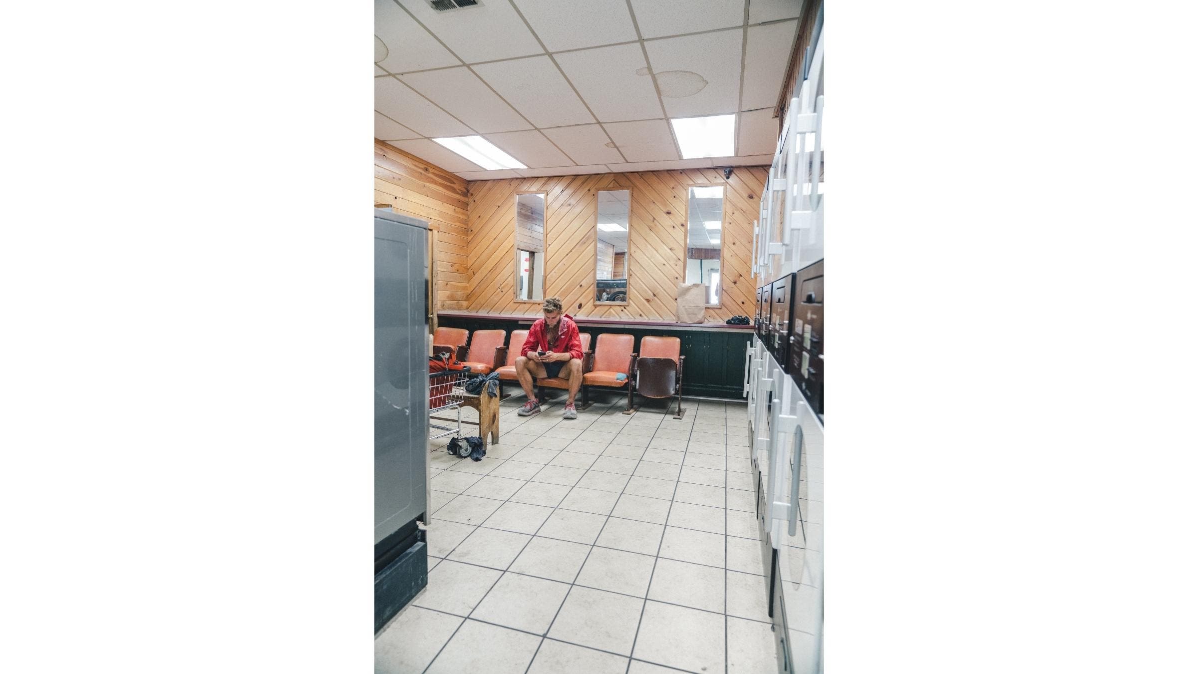 The hikers find a laundromat.