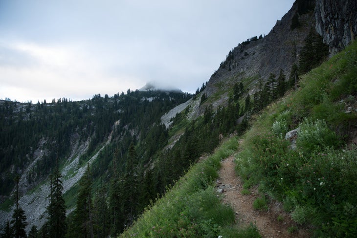 Pacific Crest Trail above Alaska Lake in the Alpine Lakes Wilderness 