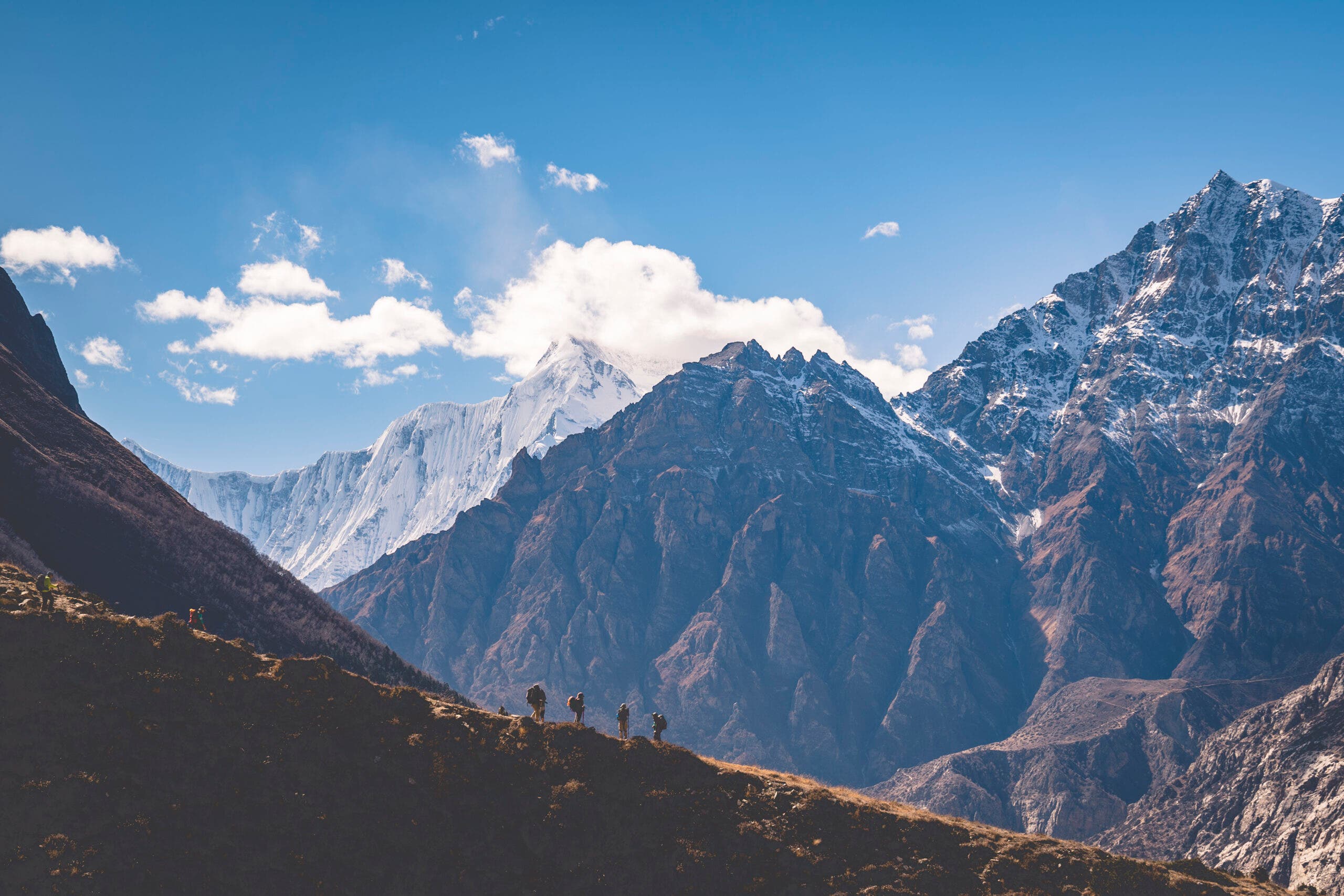 Trekkers in the Nar Phu Valley, Nepal