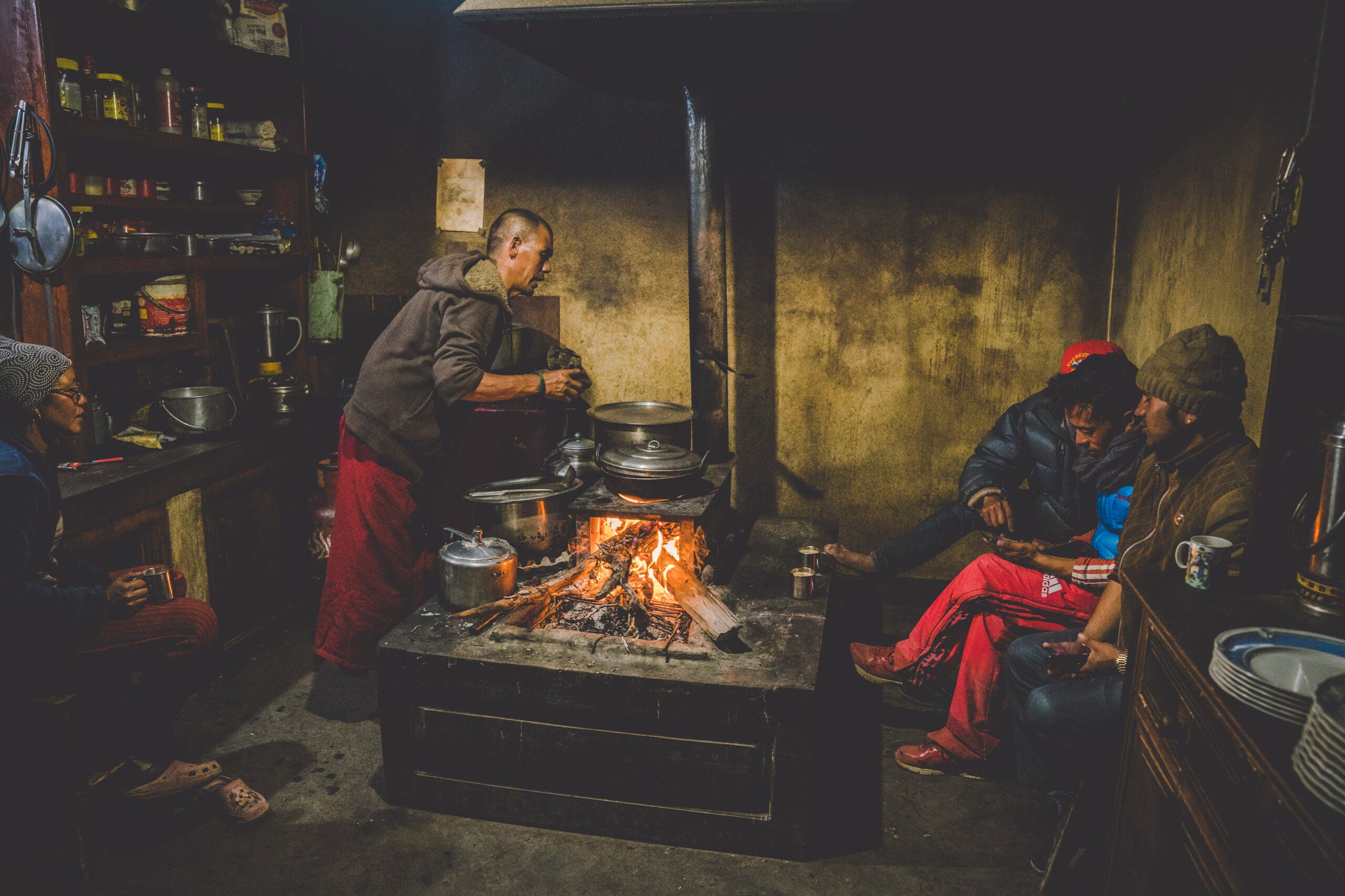 Inside a teahouse kitchen in Nepal
