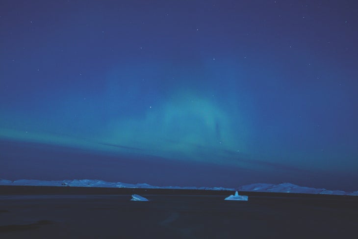 aurora borealis over water