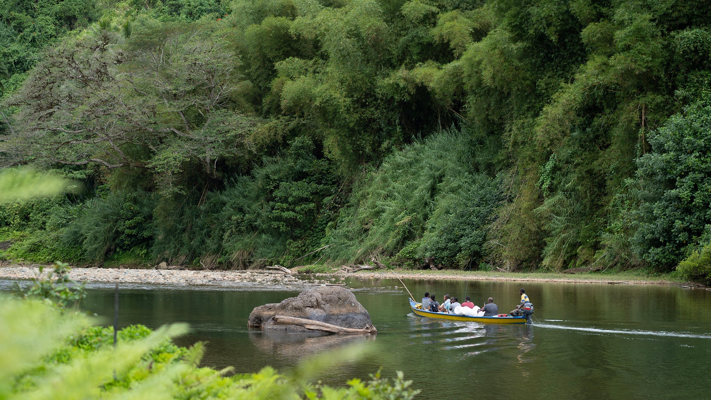 People on a boat in Fiji