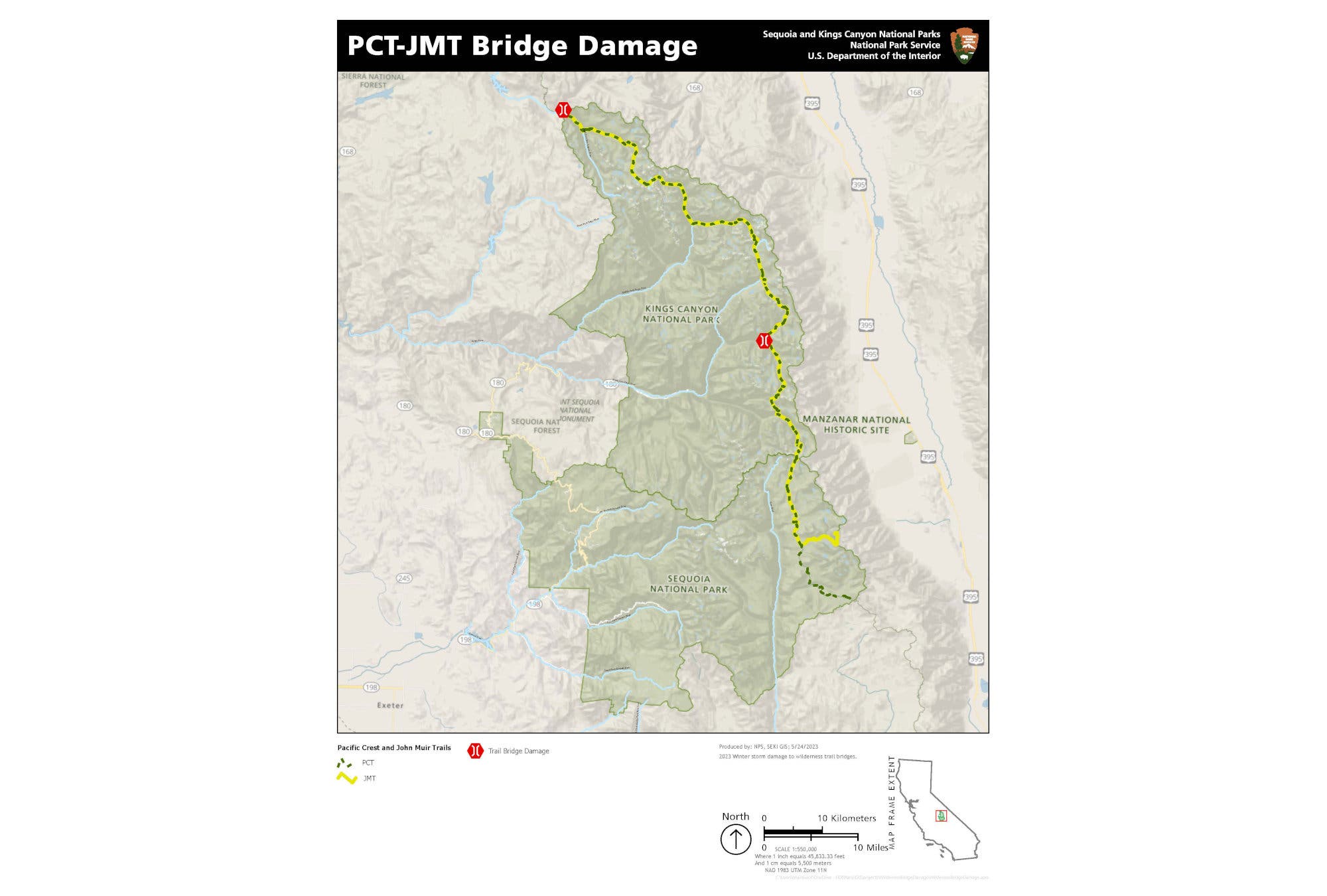 Map of PCT closure