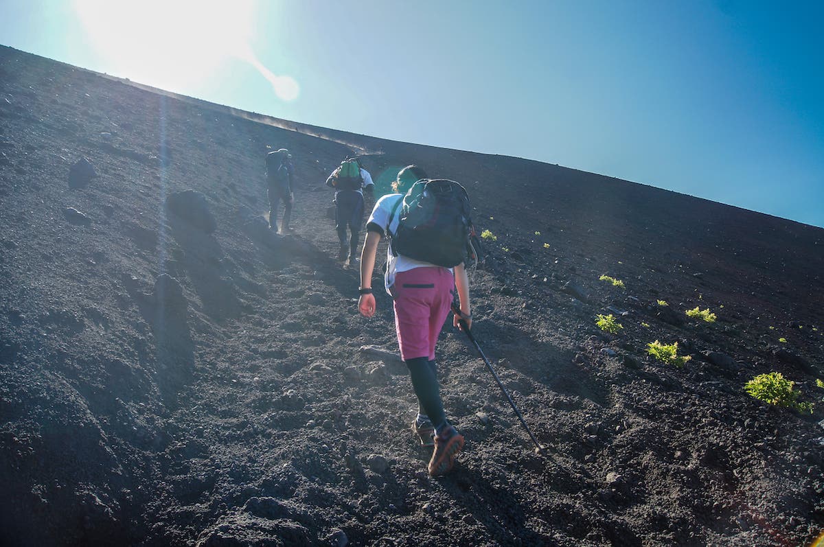 People hiking at Mt.Fuji