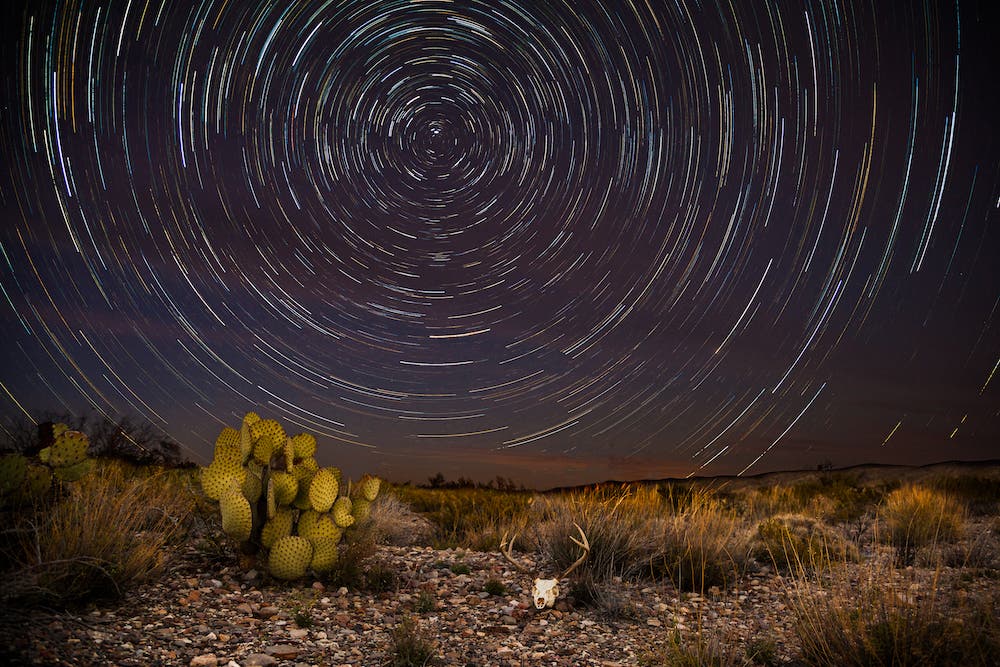 Star trails from Dugout Wells in Big Bend National Park