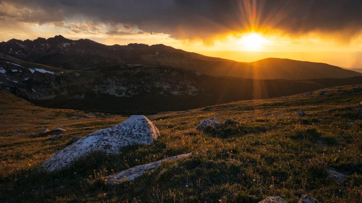 sunset in mountains