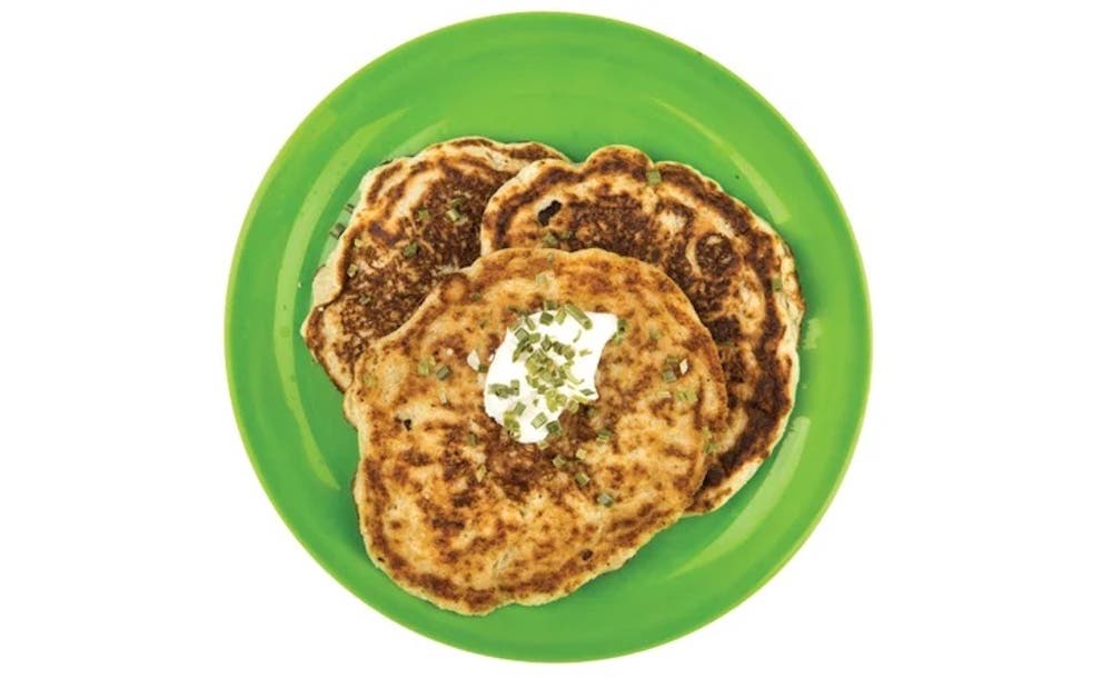potato pancakes with sour cream and chives