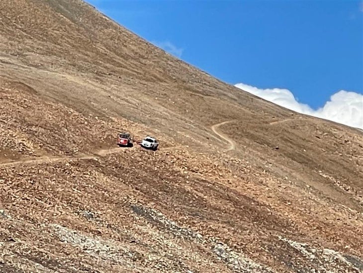 Truck trapped on mountain