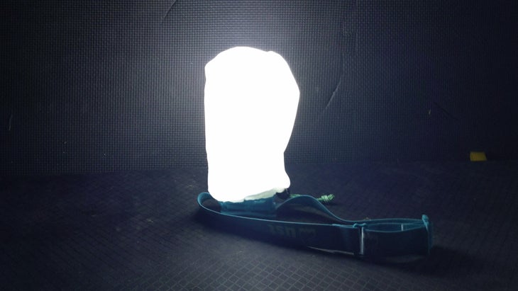 Stuff sack on a headlamp