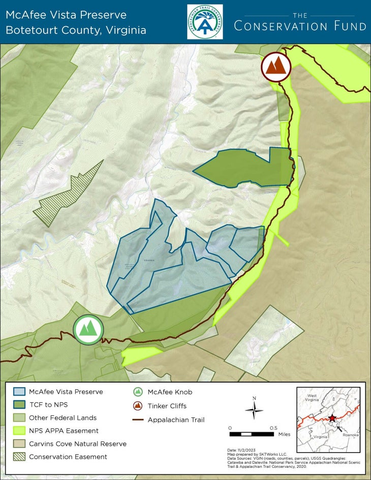 Map of the McAfee Vista Preserve