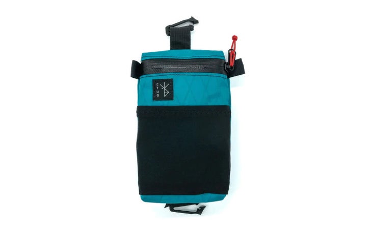 Turquoise pocket to clip to backpack strap