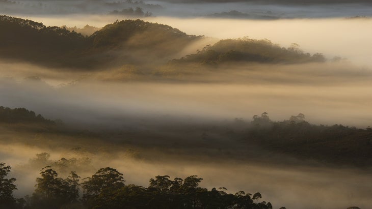 Foggy view over mountains