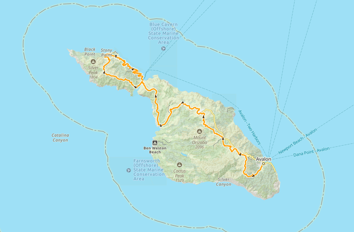 trans-catalina trail on the map