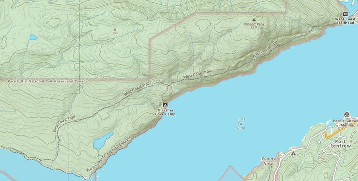 west coast trail on gaia gps