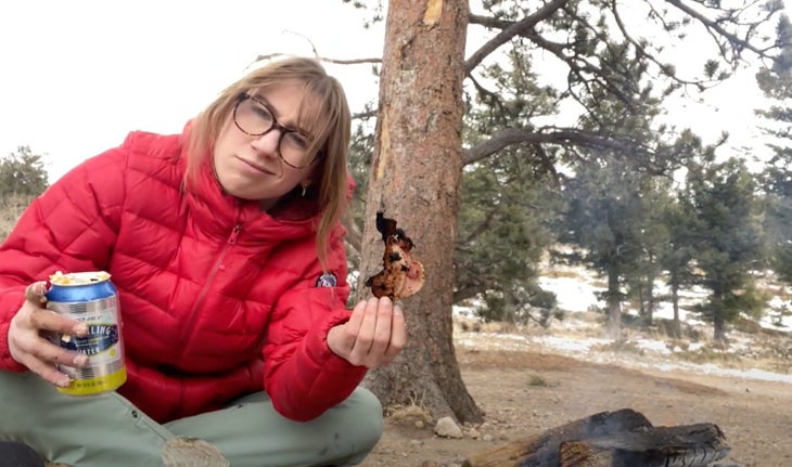 Cooking bacon on a rock