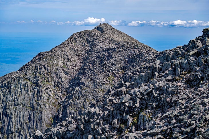 Rocky ridge connecting two high peaks above treeline