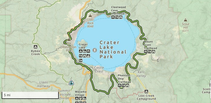 Circumnavigating crater lake