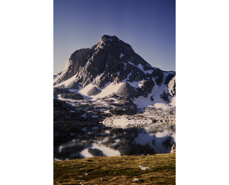 mountain over lake