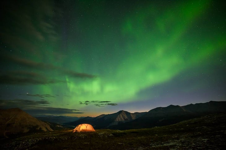 The Northern Lights dancing over the Summit Peak Trail.