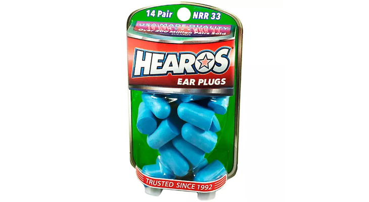A package of high decibel ear plugs in blue 