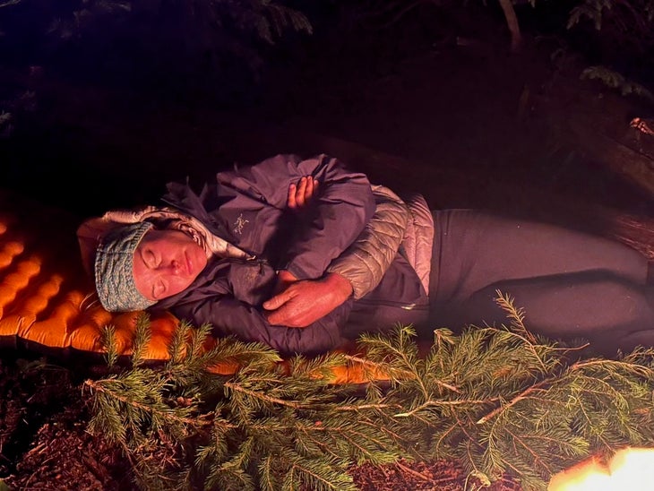 Sansone catches a few hours of sleep between summits during the pair's record-setting push.