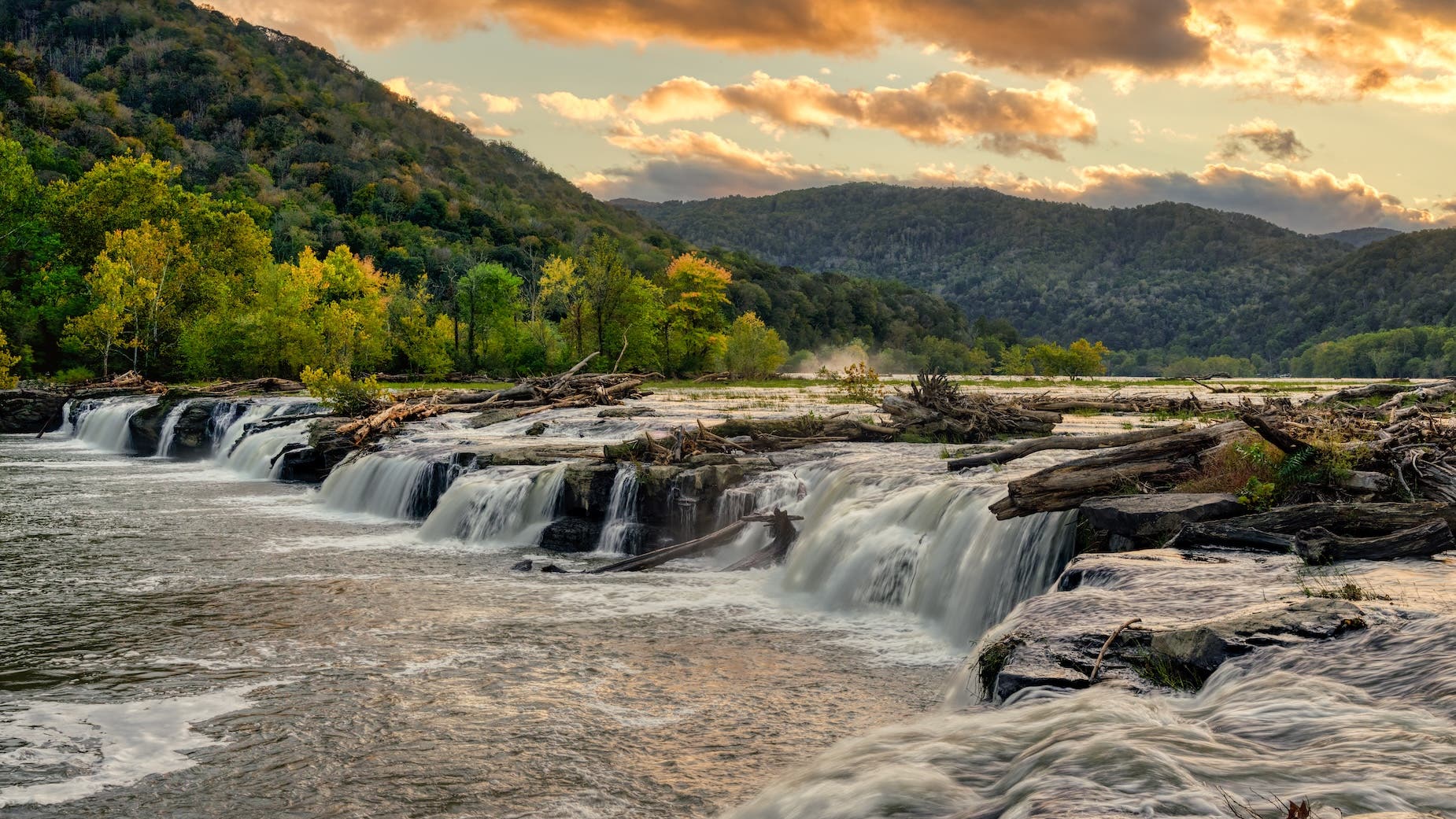 Waterfall in New River Gorge in West Virginia