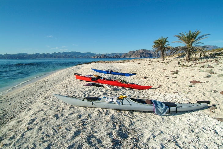 Kayaks on the beach, Isla del Carmen