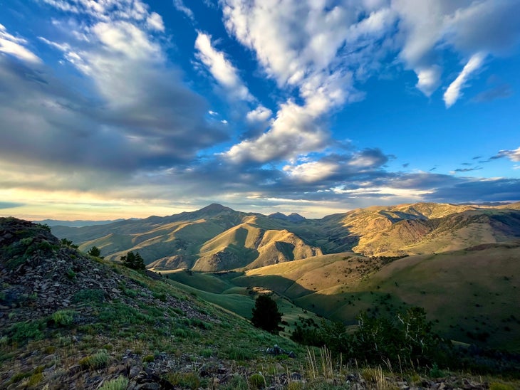 This is a view looking north in the Toiyabe Mountain Range of central Nevada, towards Arc Dome, in the Arc Dome Wilderness area. It was a 9 mile hike to Peavine Peak to get this view. arc Dome stands at 11,300 feet, the highest point in the Arc Dome Wilderness Area