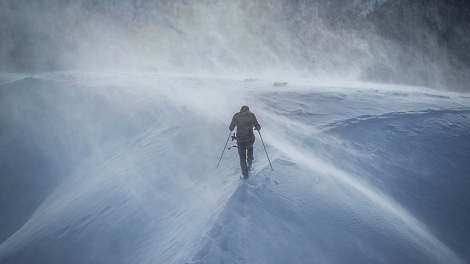 Climber in a snow storm