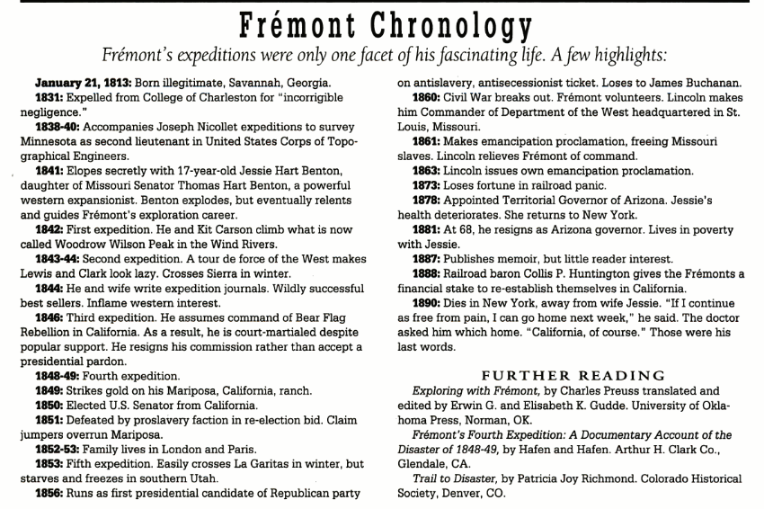 freemont chronology from backpacker archives