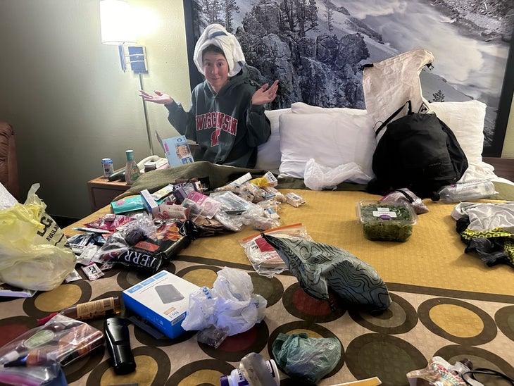 Food on hotel bed