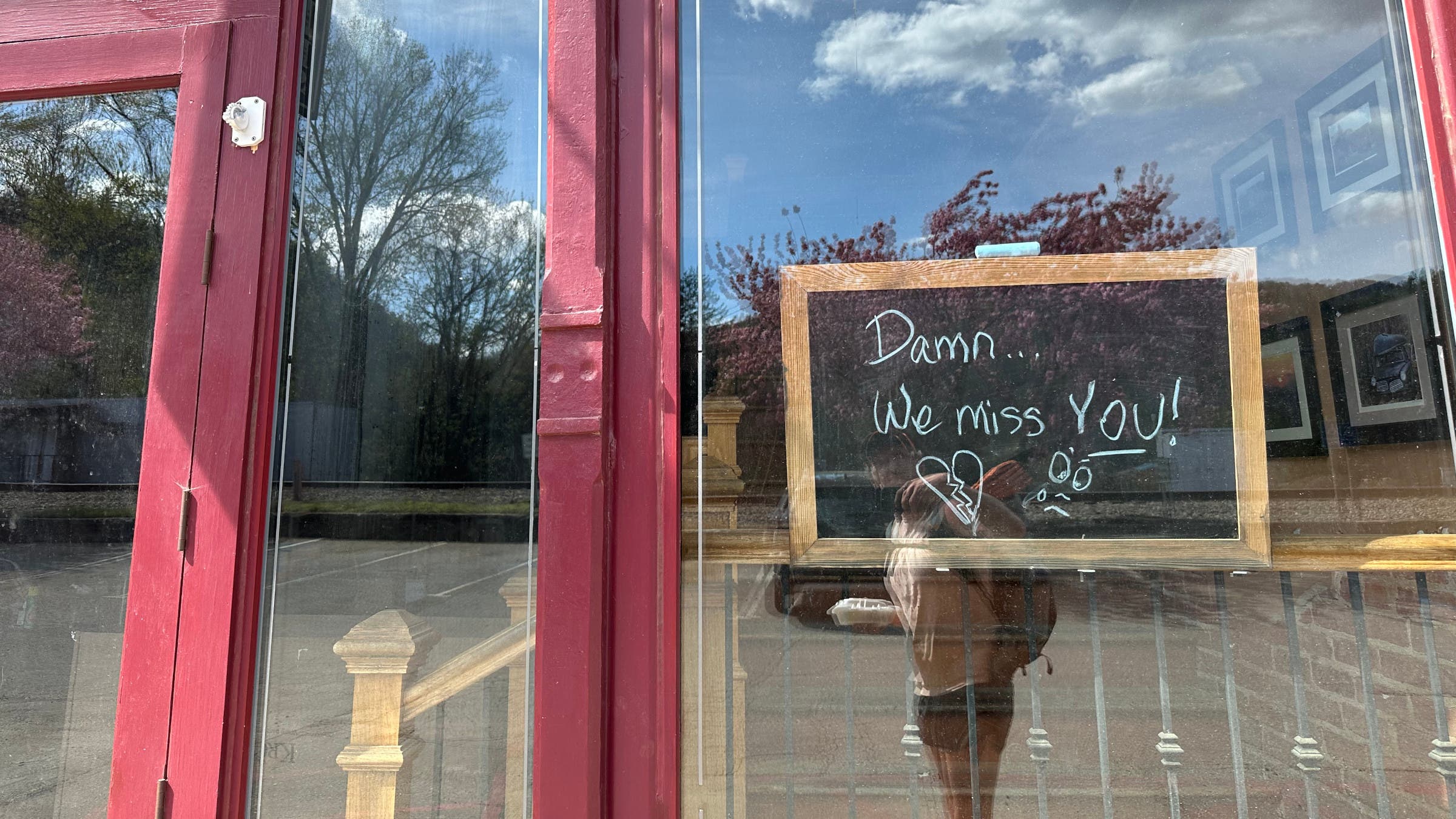 Store with sign in window