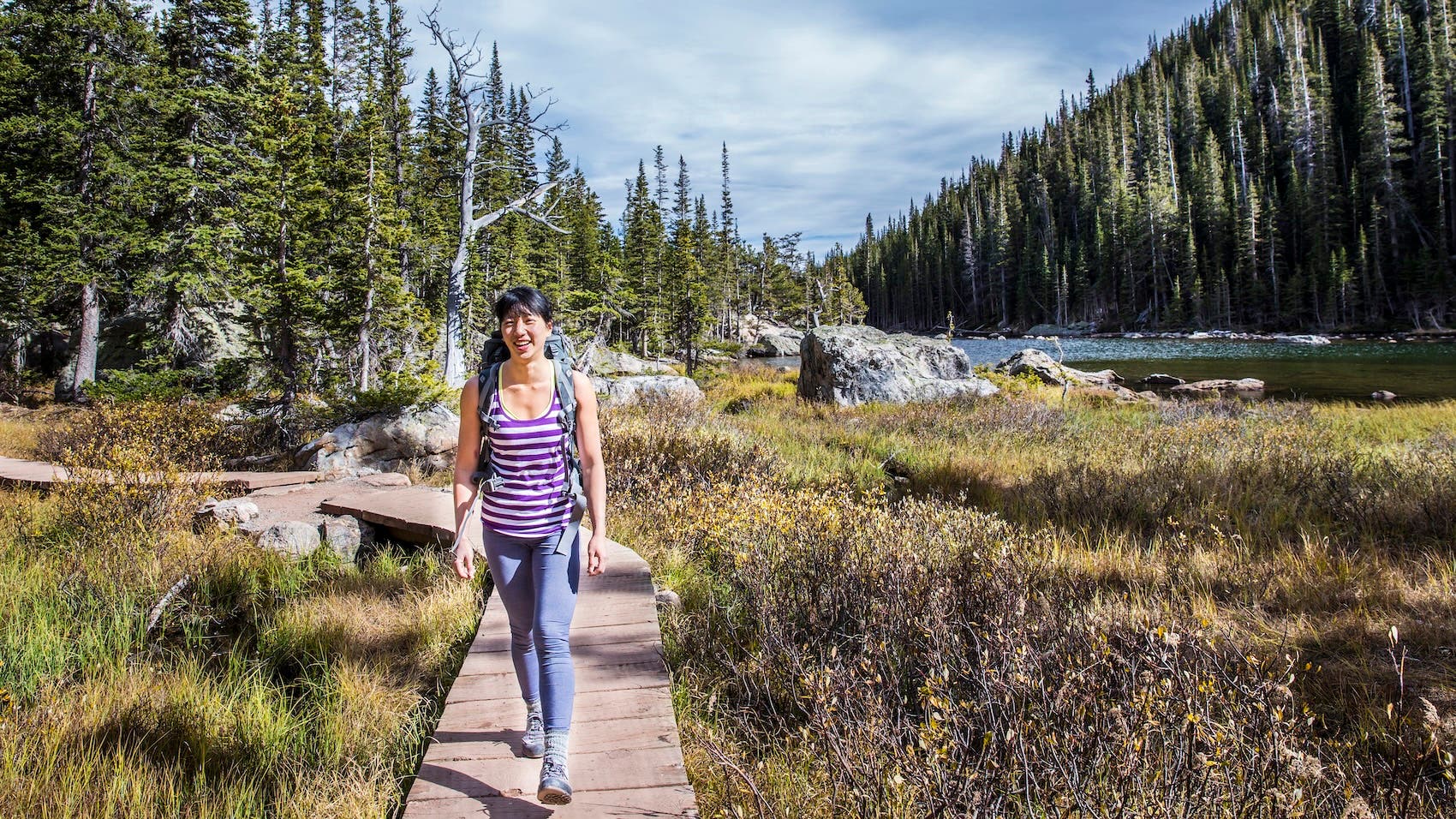 hiker in rocky mountain national park