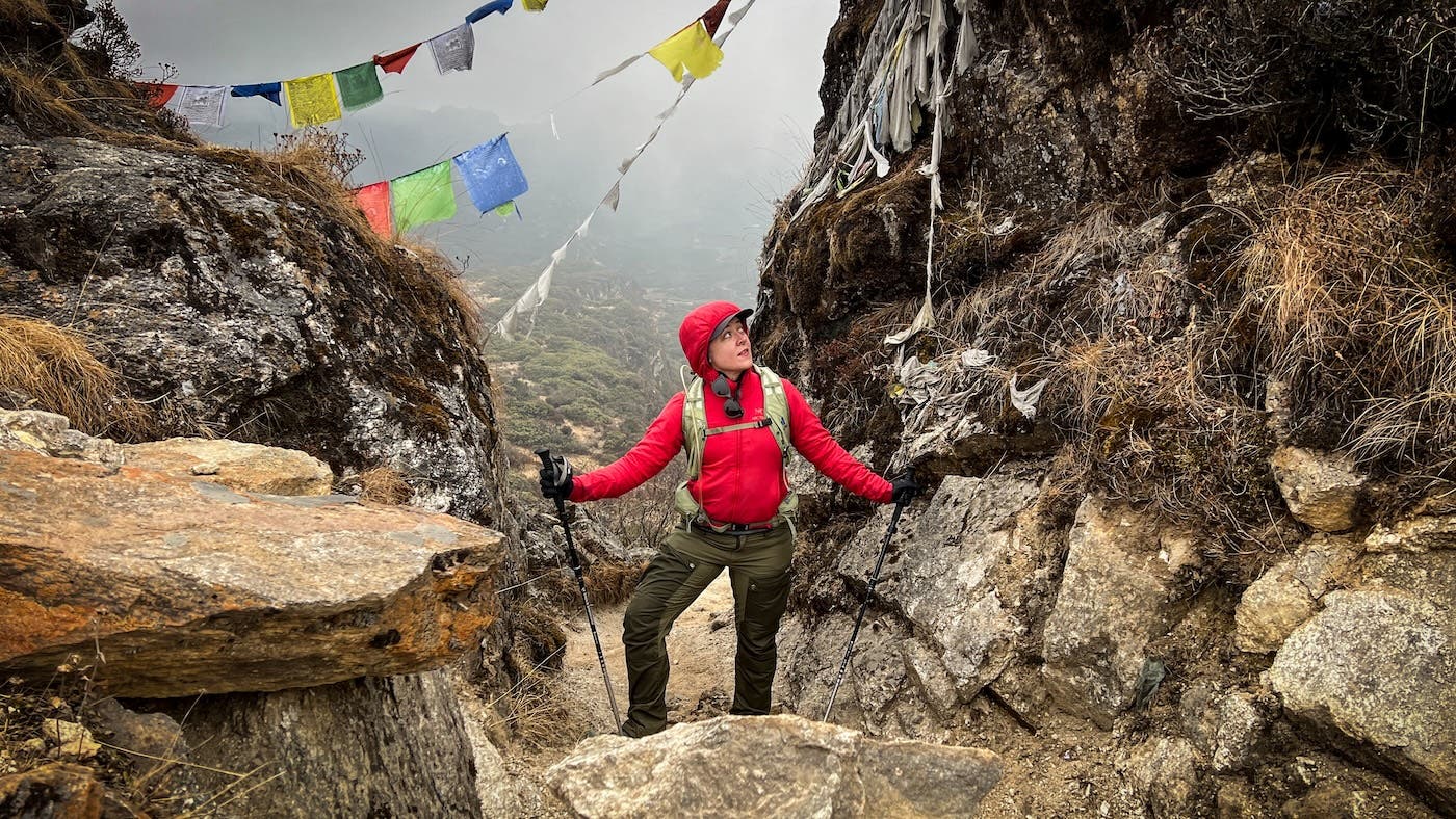 Emily hiking Druk Path Trek