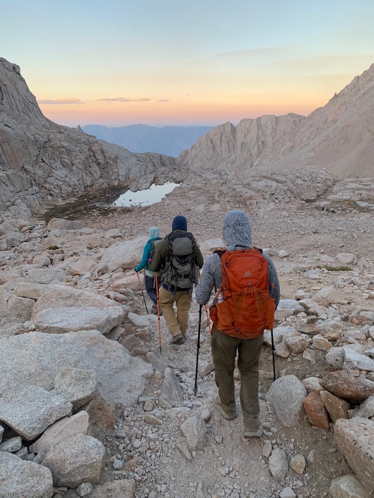 descending the switchbacks into Trail Camp at mt whitney
