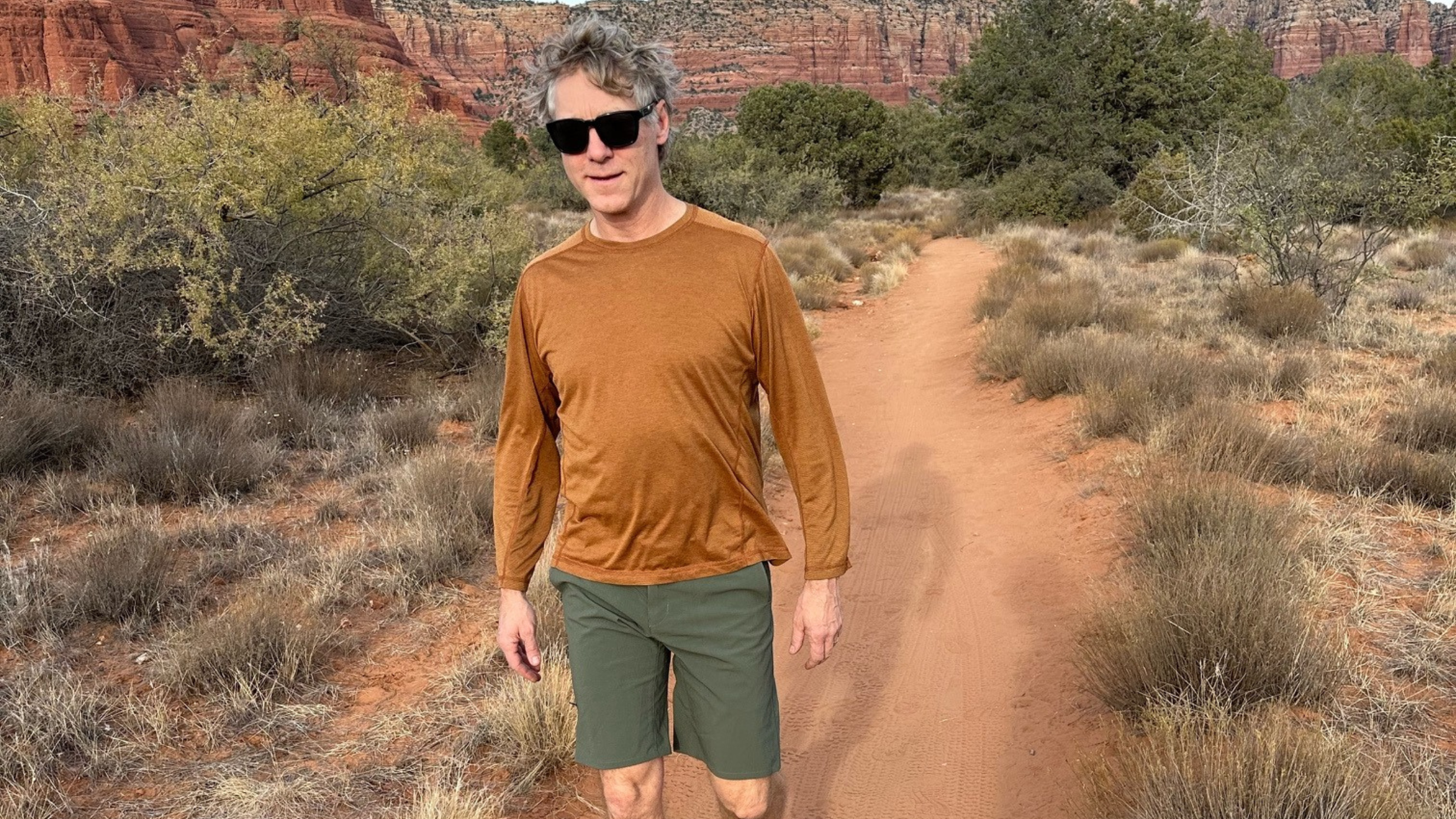 Hiker testing out hiking shorts