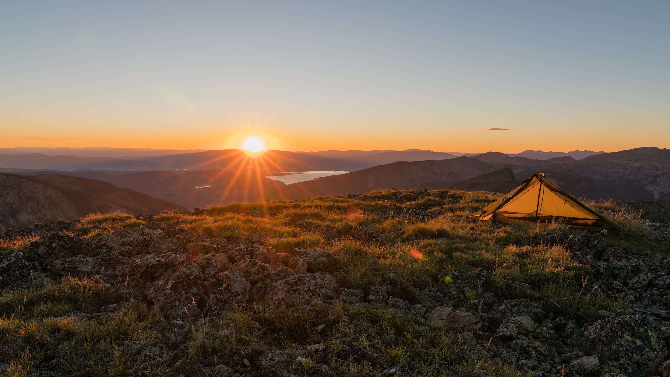 Sunset on the summit of Blackfoot Mountain, in Colorado's Indian Peaks Wilderness