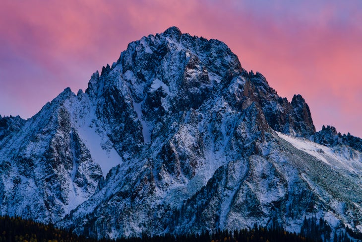 Mount Sneffels Summit in Clouds Scenic Landscape with Dramatic Light